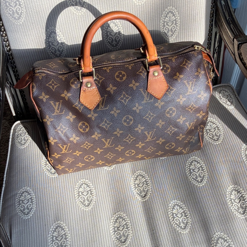 Louis Vuitton Monogram Duffel Bag in Brown and Tan Leather Trim